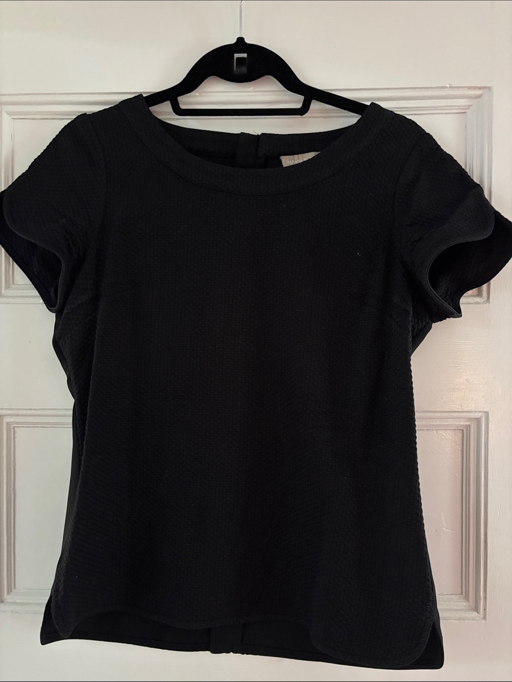 Banana Republic Black Short Sleeve Textured Top